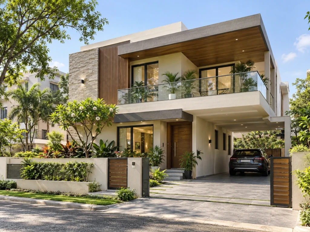 Illustrative residential family home exterior